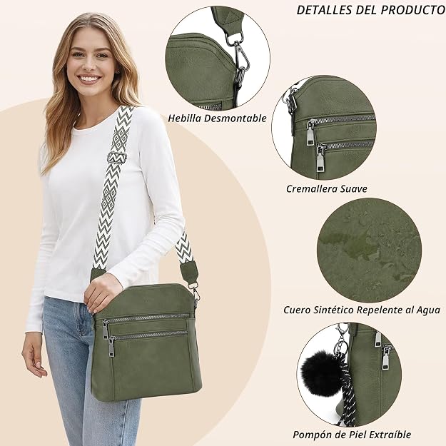 Bolso bandolera TANTOMI para mujer: bolso de mano de piel sintética
