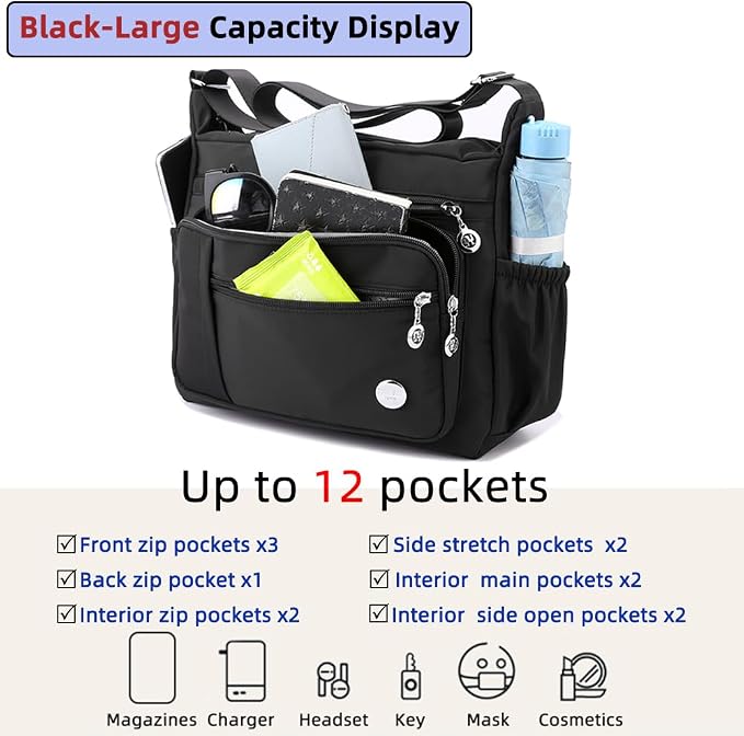 MINTEGRA Bolso de mano de hombro para mujer, espacioso bolso cruzado con múltiples bolsillos, bolso de mano a la moda con asa superior, L