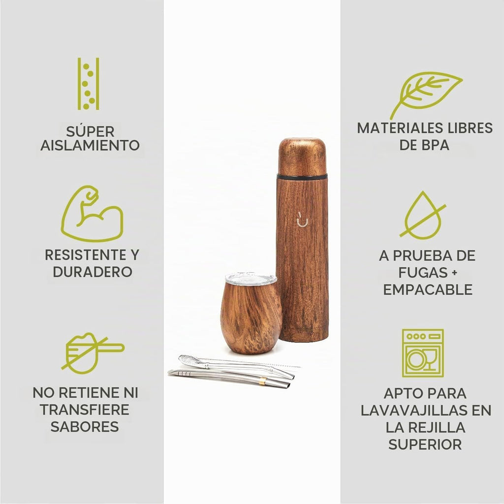 BALIBETOV - Juego de yerba mate de 25 onzas líquidas, calabaza mate de acero inoxidable, termo y popote bombilla, kit completo mate, aislamiento de doble pared, sin BPA, apto para lavavajillas