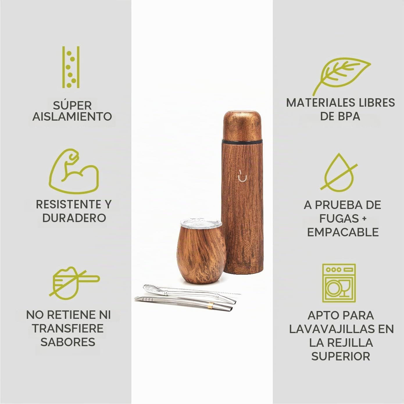 BALIBETOV - Juego de yerba mate de 25 onzas líquidas, calabaza mate de acero inoxidable, termo y popote bombilla, kit completo mate, aislamiento de doble pared, sin BPA, apto para lavavajillas
