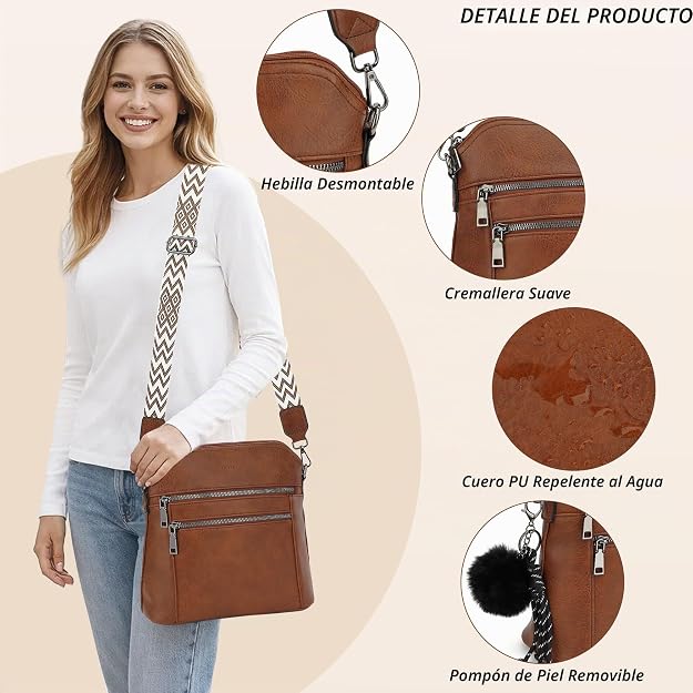 Bolso bandolera TANTOMI para mujer: bolso de mano de piel sintética
