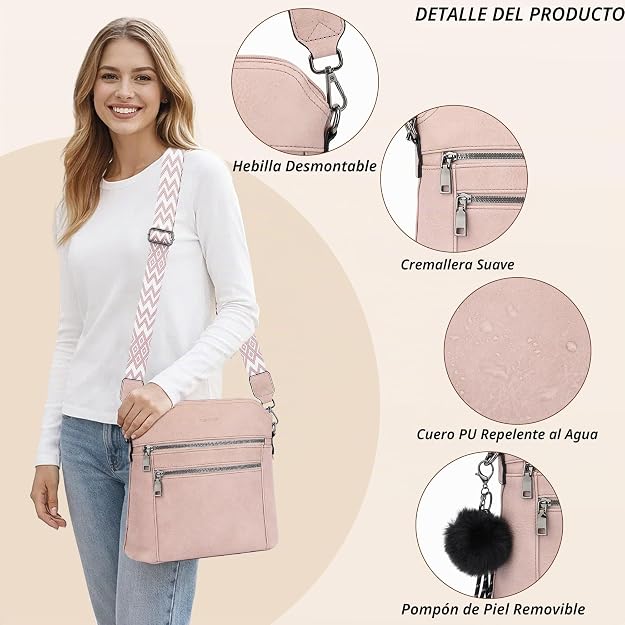 Bolso bandolera TANTOMI para mujer: bolso de mano de piel sintética