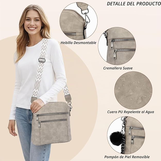 Bolso bandolera TANTOMI para mujer: bolso de mano de piel sintética