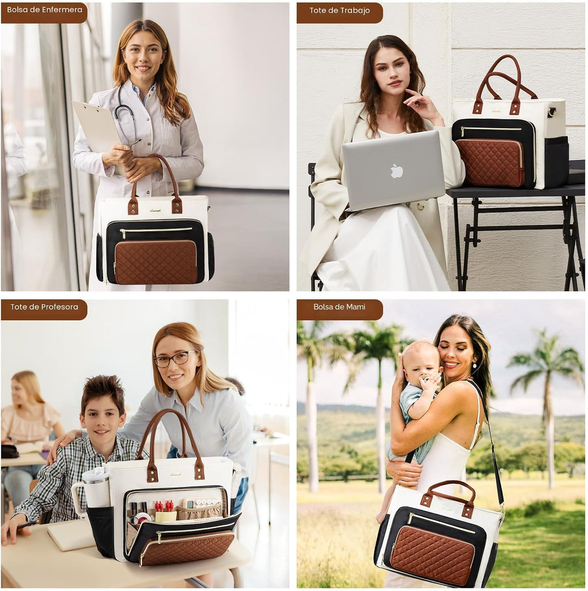 LOVEVOOK Bolso de Profesora para Mujer, Bolso de Mano para Trabajo,...