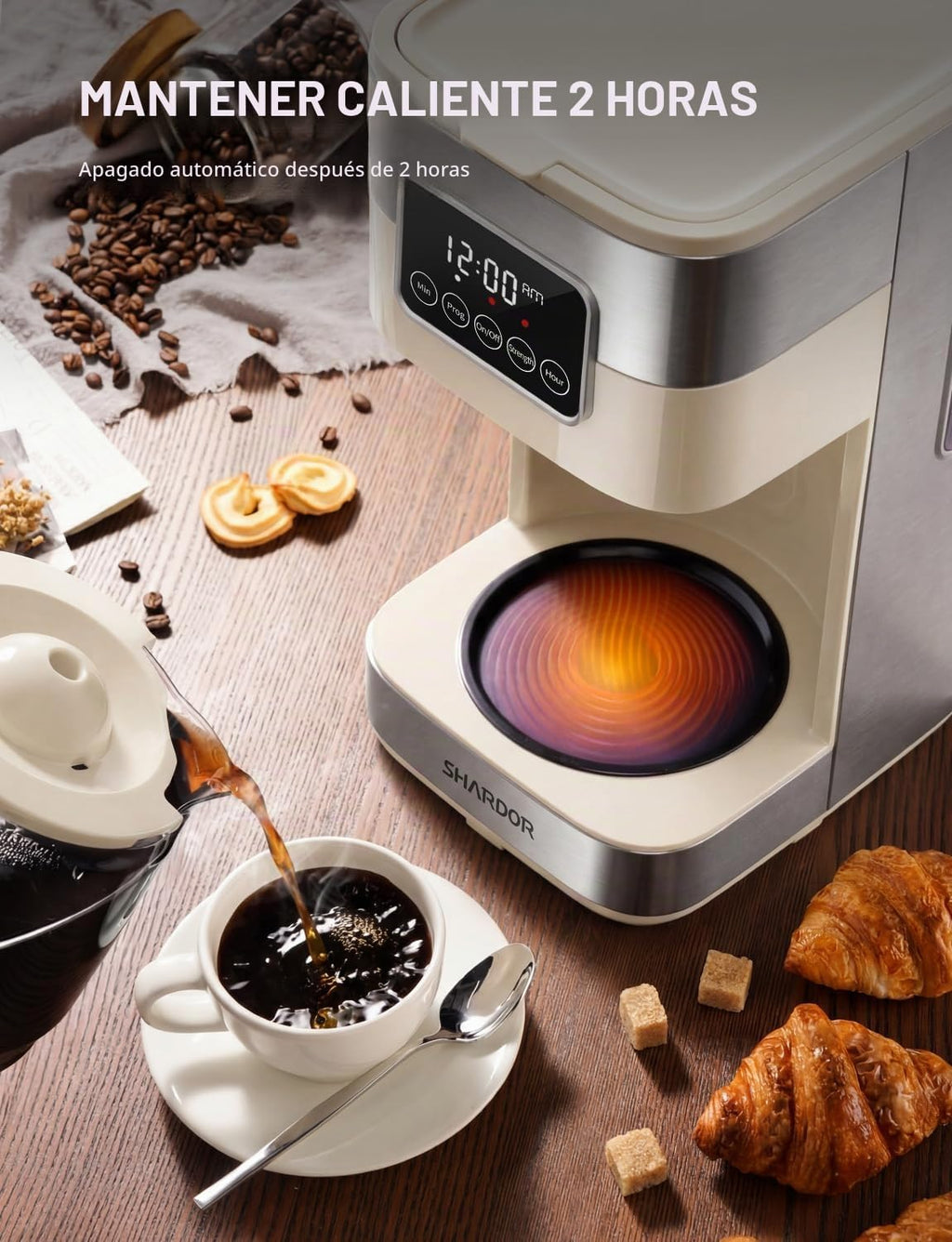 SHARDOR Cafetera programable de 10 tazas, cafetera de goteo regular y fuerte para el hogar y la oficina, apagado automático, filtro permanente
