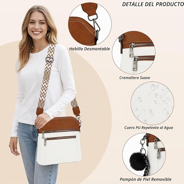 Bolso bandolera TANTOMI para mujer: bolso de mano de piel sintética