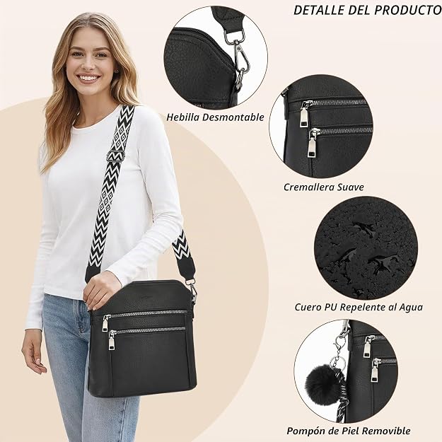 Bolso bandolera TANTOMI para mujer: bolso de mano de piel sintética