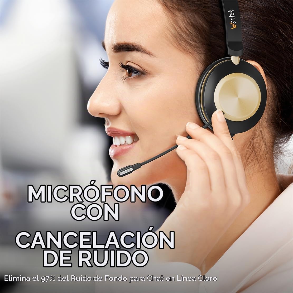 Auriculares Wantek con micrófono, auriculares USB con micrófono | A...