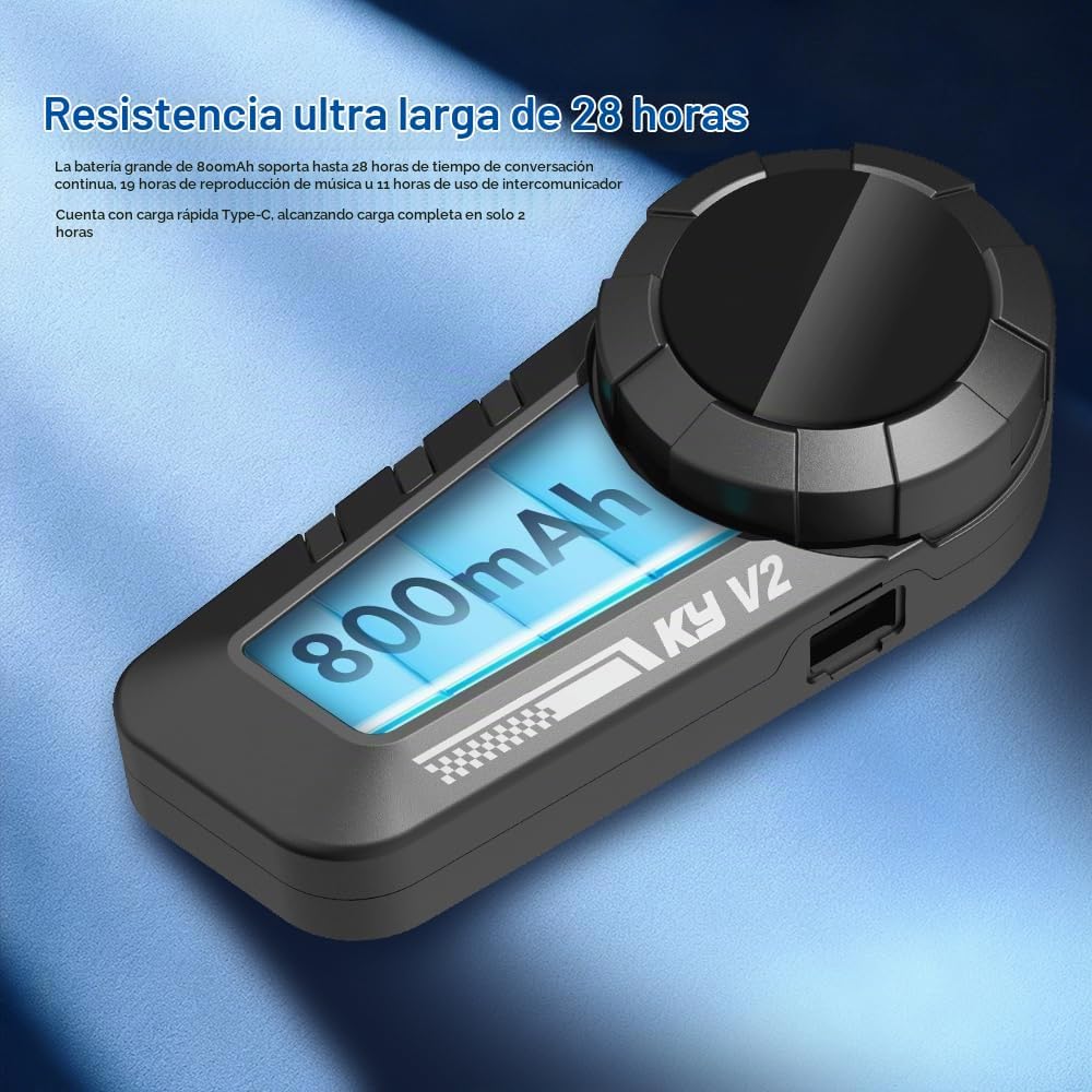 FreedConn KY V2 - Casco de motocicleta Bluetooth 6.0 para conductor...