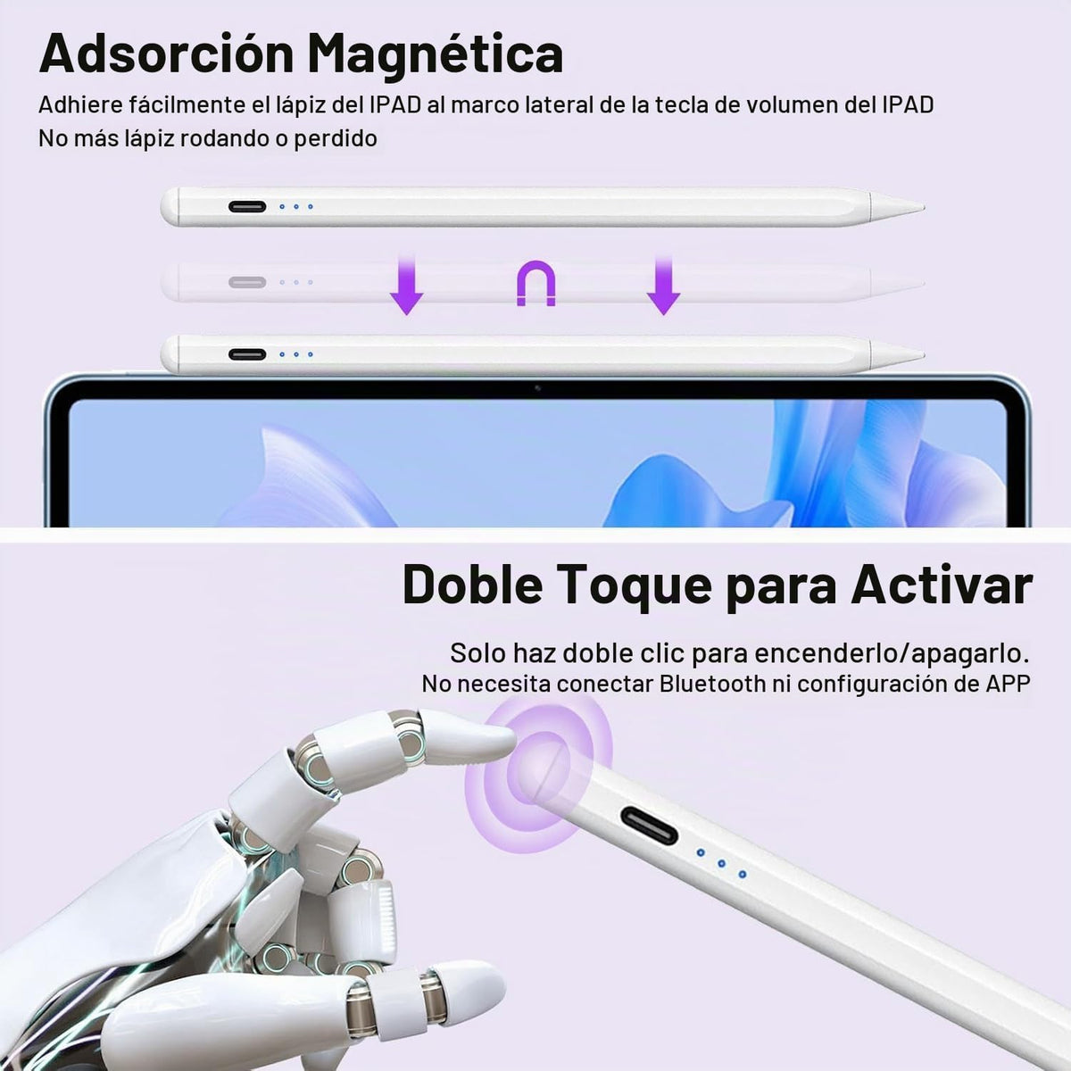 Lápiz óptico para Apple iPad A16\/11th (2018-2026), paquete de 2 bo...