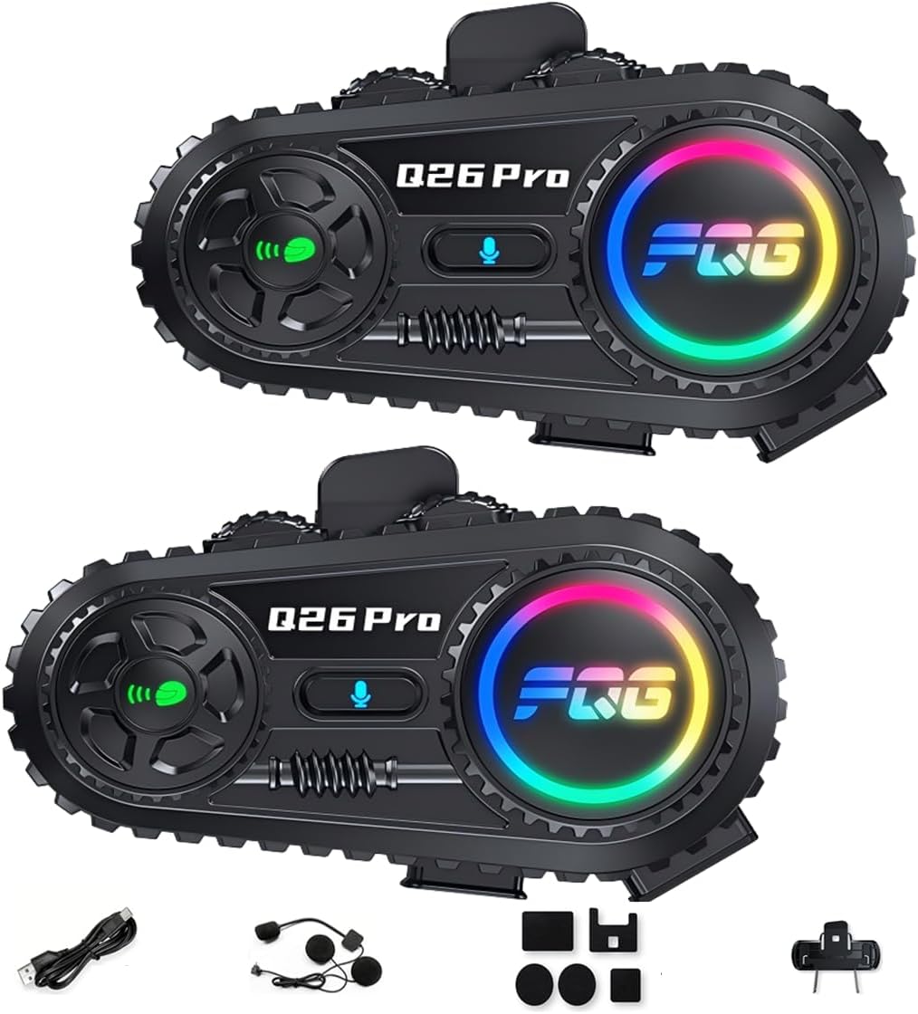 Paquete de 2 auriculares para casco de motocicleta, intercomunicado...