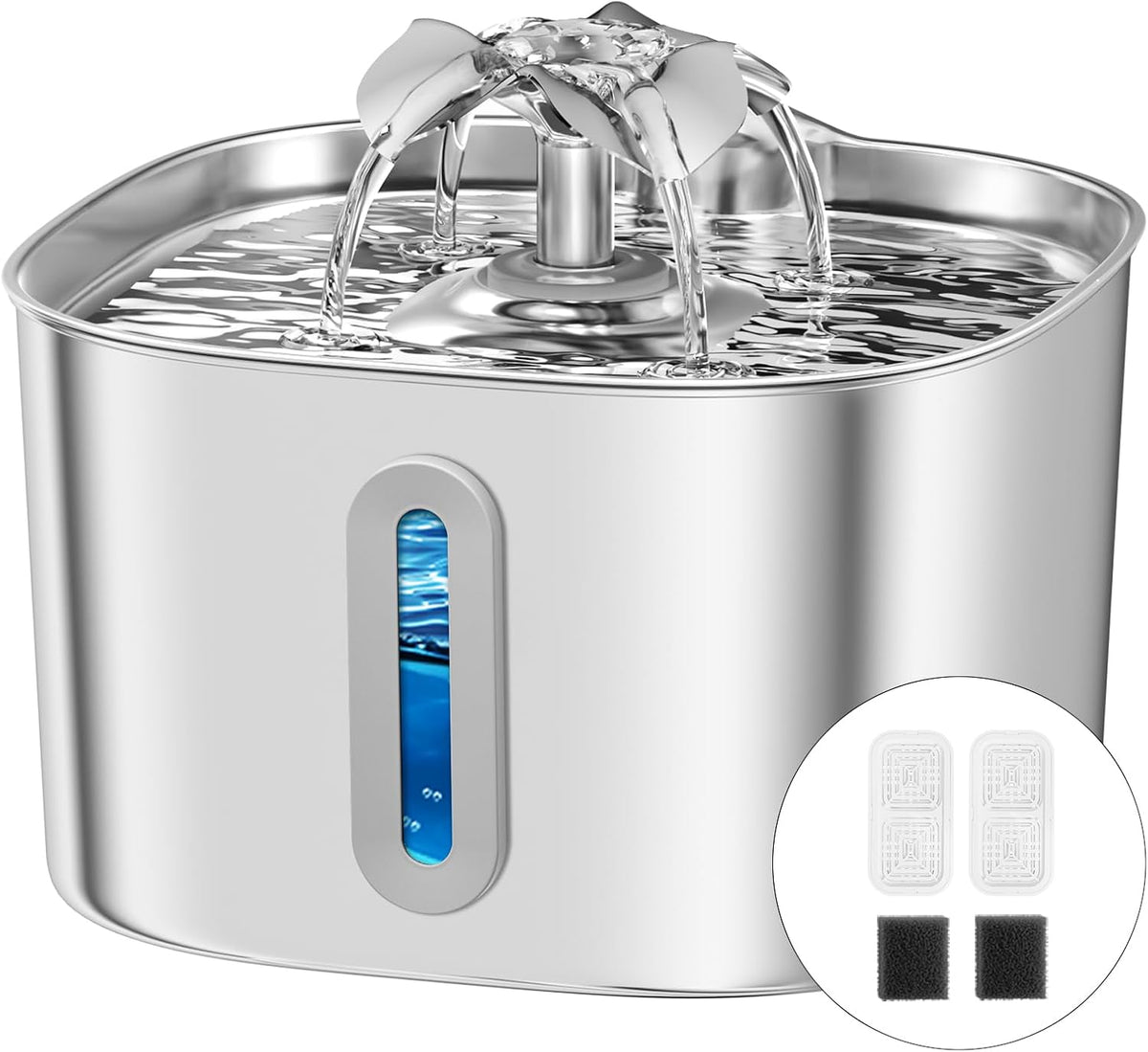 Fuente de agua para gatos de 108 oz\/3.2 L, fuente de acero inoxida...