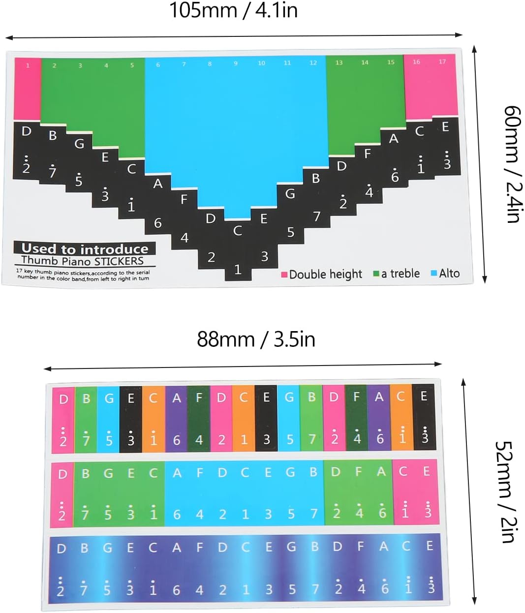 Coloridas calcomanías de escala de kalimba, calcomanías de piano de...