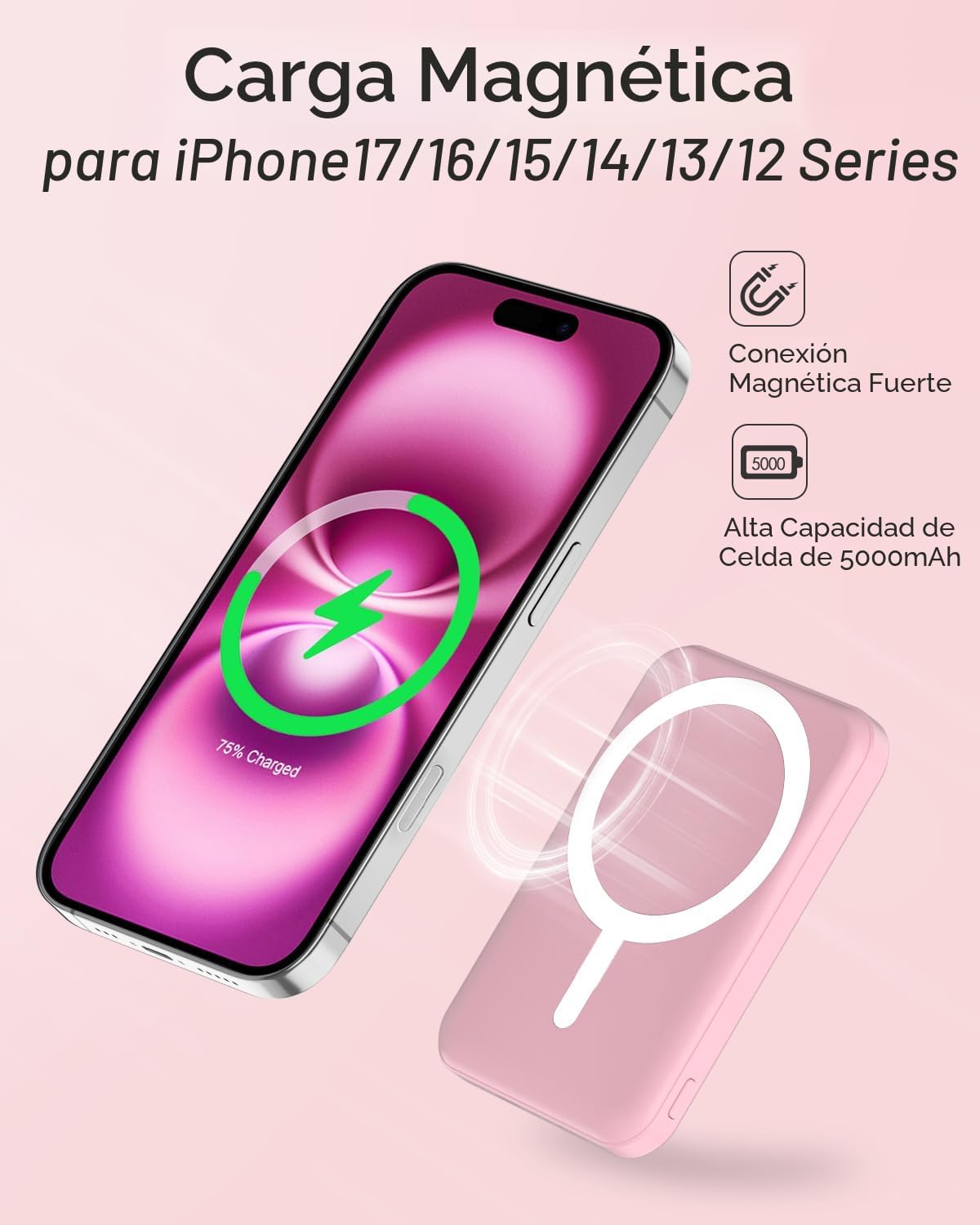 podoru para MagSafe Power Bank 5000mAh, cargador portátil magnético...