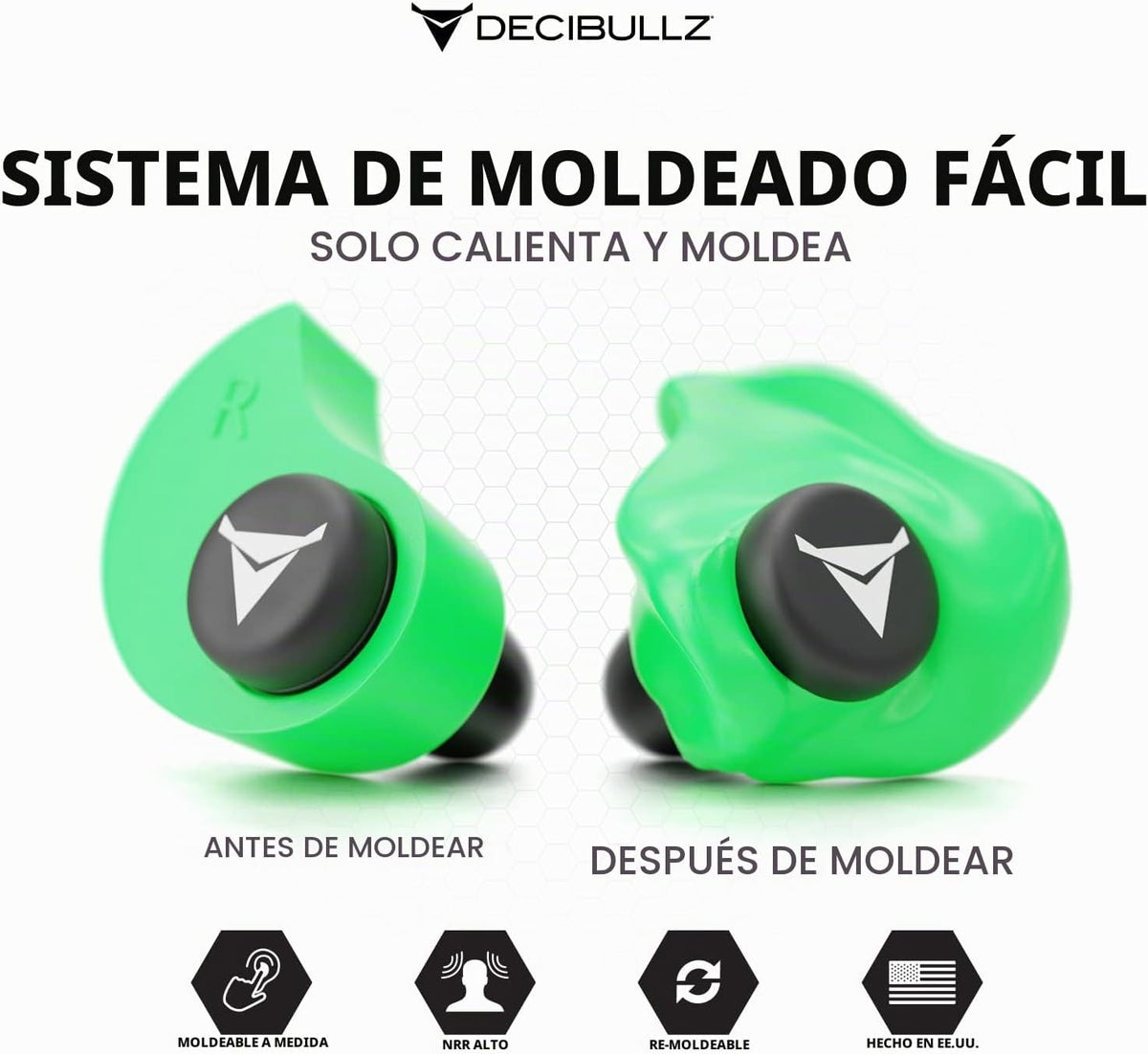 Decibullz - Tapones para los oídos moldeados personalizados, 31dB N...