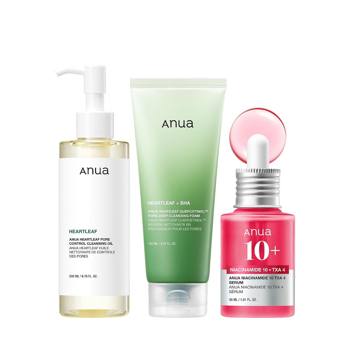 Kit para principiantes de piel de vidrio de 3 pasos Anua | Limpiado...