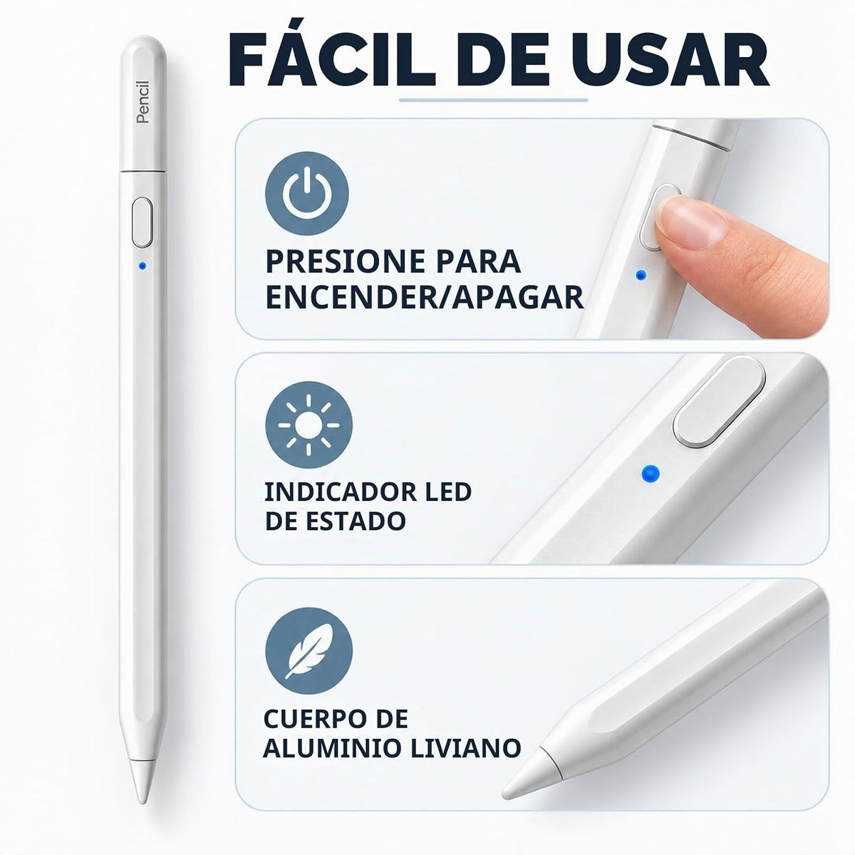 NexaNoble - Lápiz óptico para iPad 2018-2026, rechazo de palma y se...