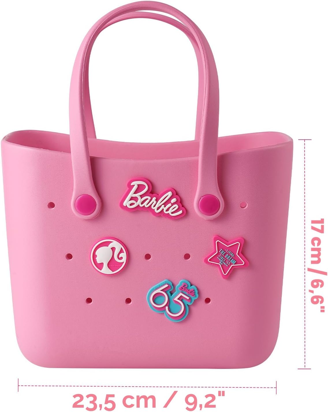 MINISO Barbie - Bolsa de mano reutilizable pequeña de goma, imperme...