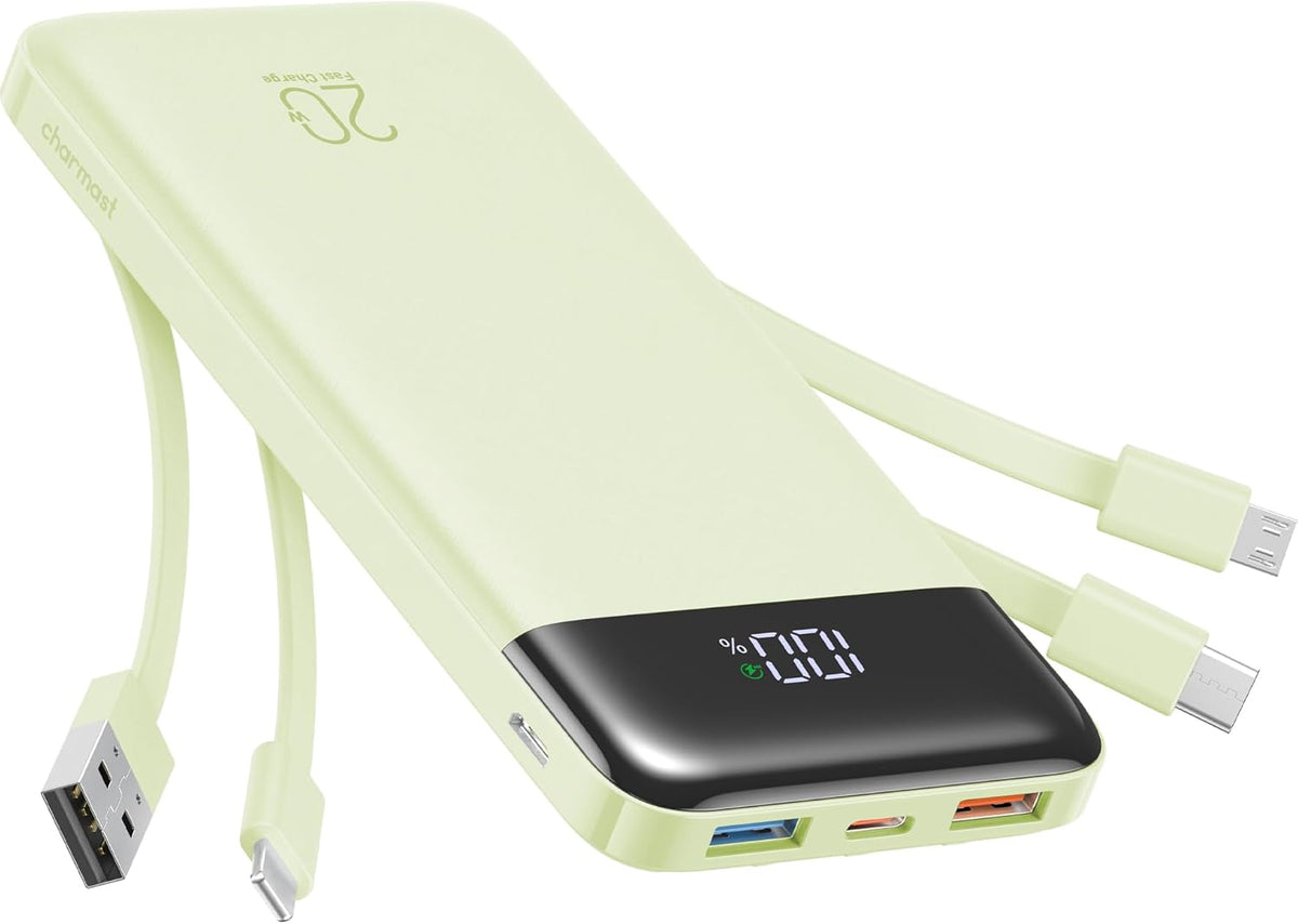 Charmast - Cargador portátil con cables incorporados, 20000 mAh, ba...