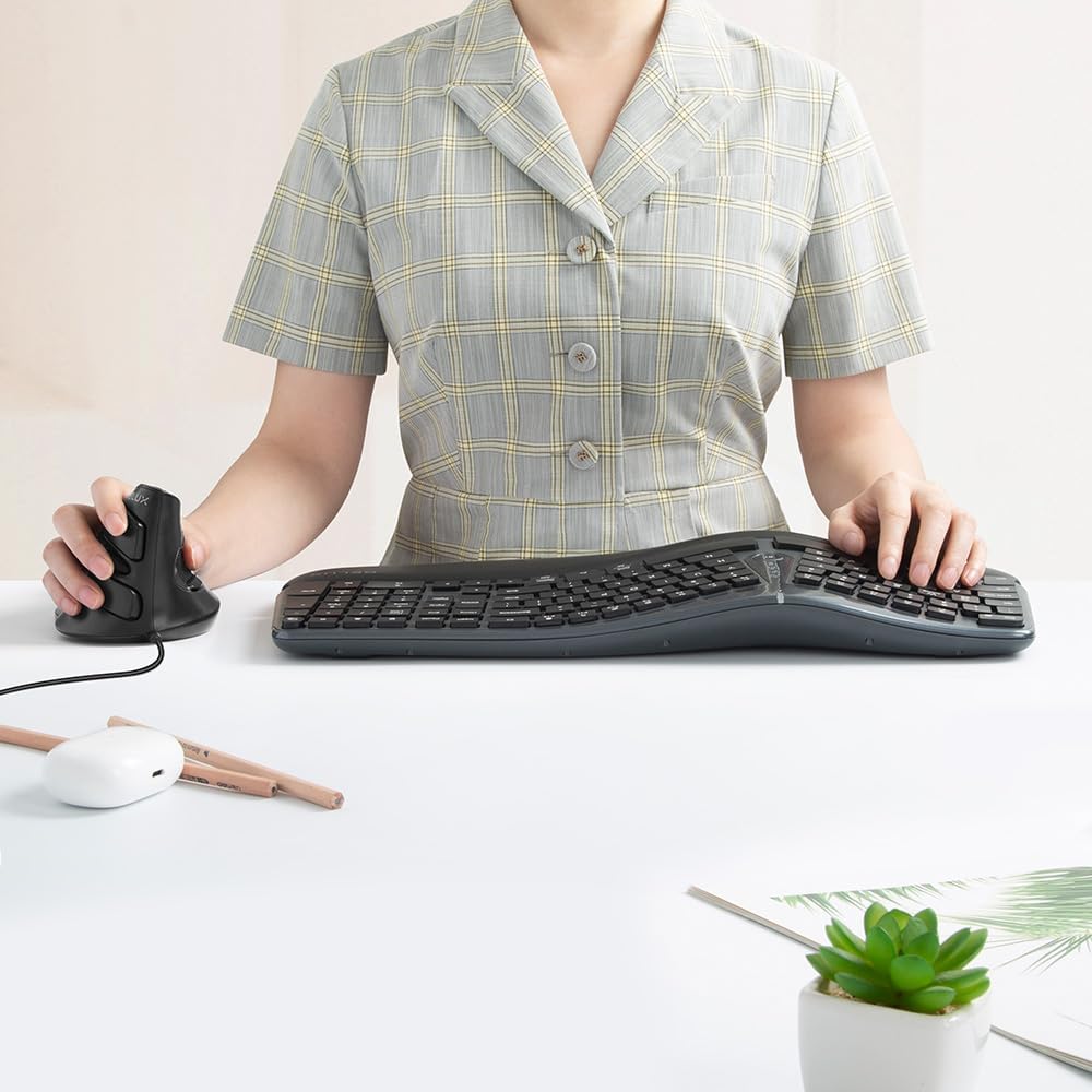 DELUX Ratón vertical ergonómico con cable, para manos medianas | Re...