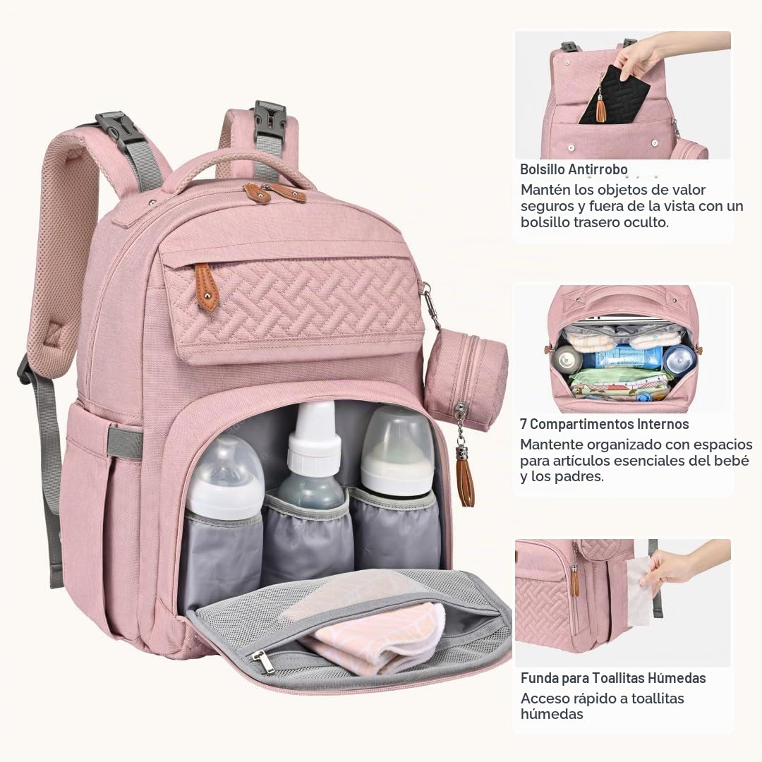 BabbleRoo Mochila para pañales \u2013 Bolsa de pañales grande de vi...