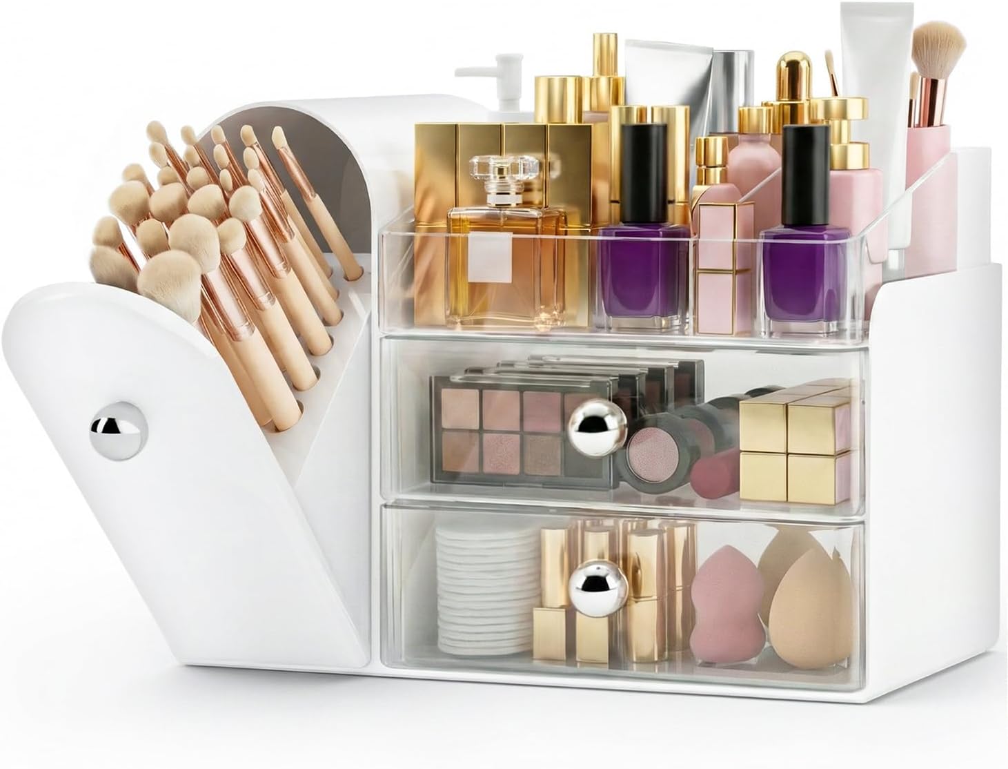 TRQWRO Organizador de maquillaje con soporte para brochas de maquil...