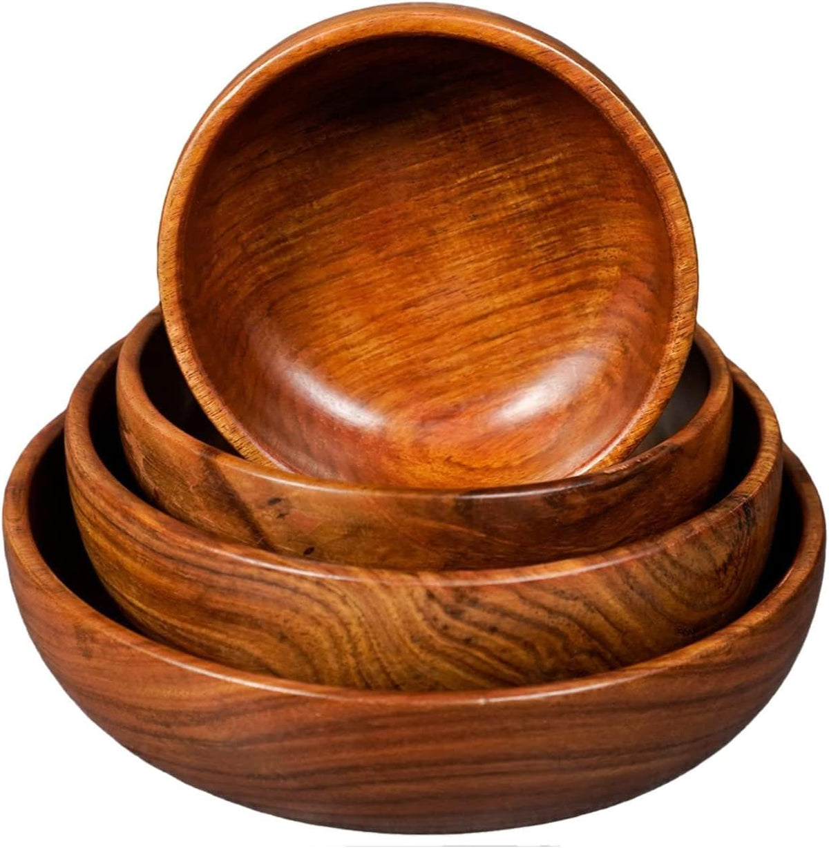 ZYNTIX Juego de cuencos de ensalada de madera, paquete de 4 cuencos...