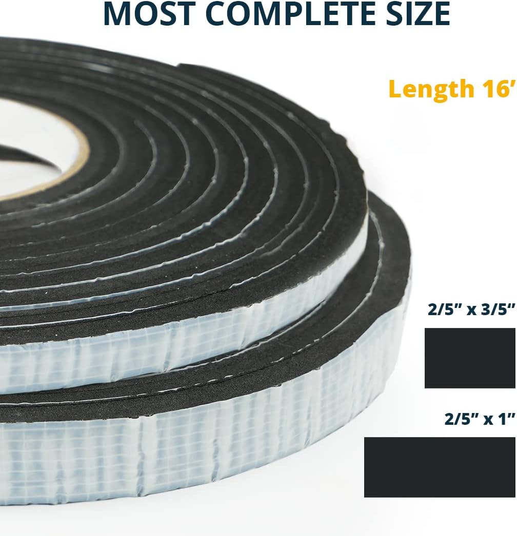 Alenor EPDM Cinta aislante de espuma negra autoadhesiva de 2\/5 x 3...