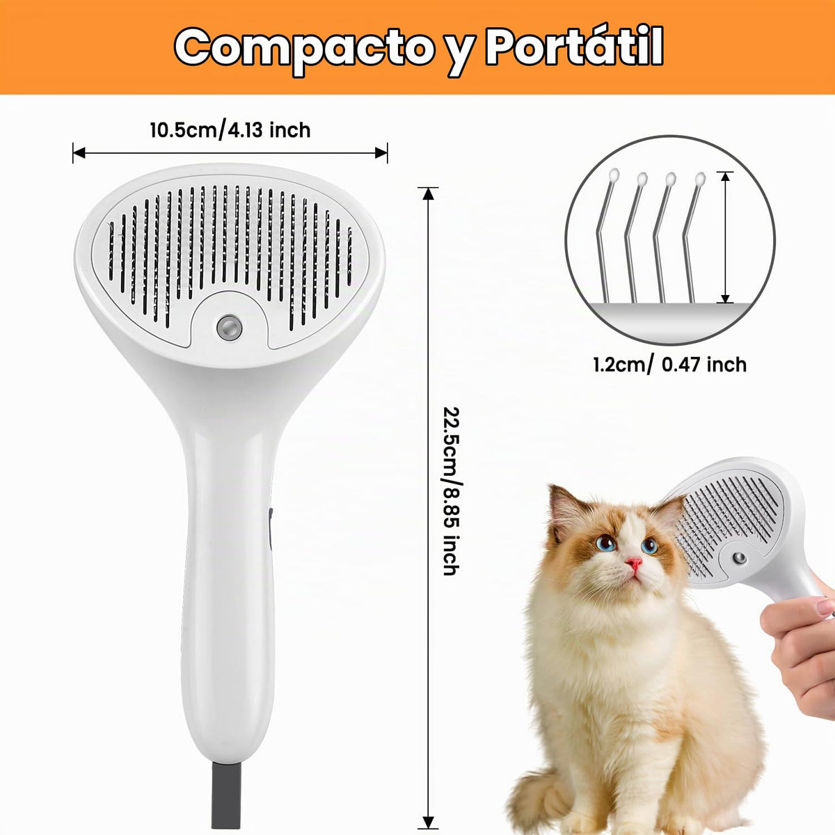 Cepillo de vapor para mascotas para perros y gatos, 4 en 1, cepillo...