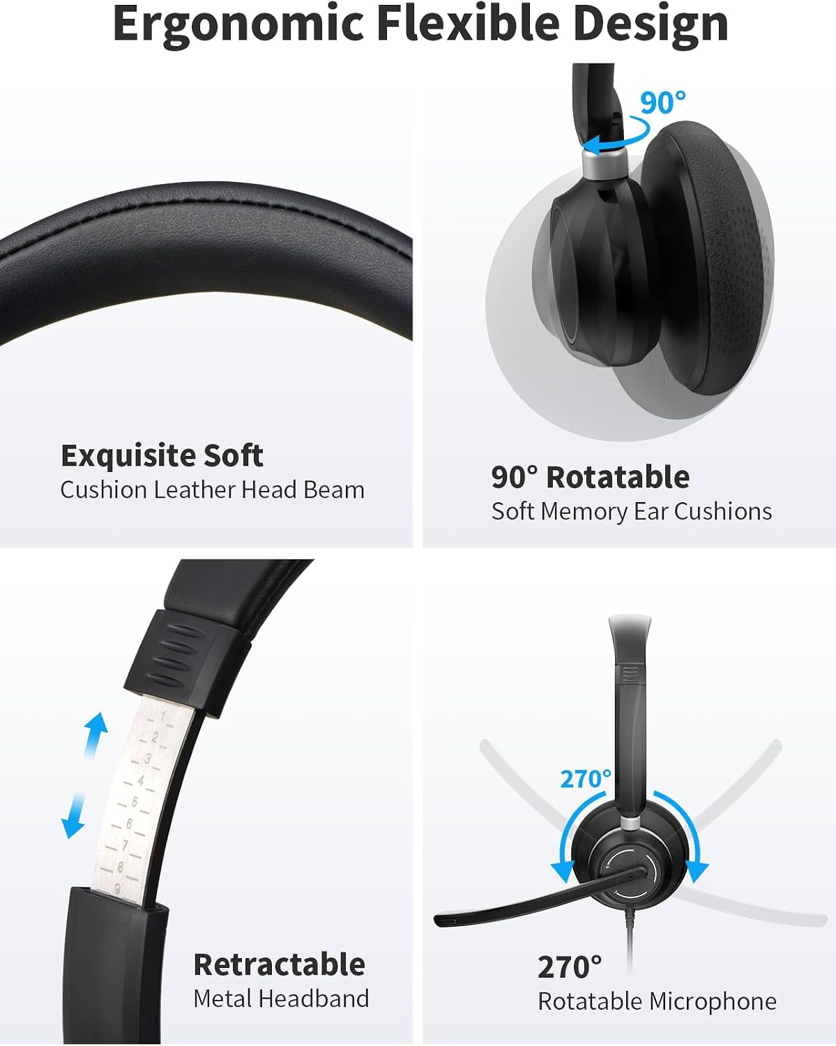 JabNecter Auriculares con cable con micrófono para PC, computadora...