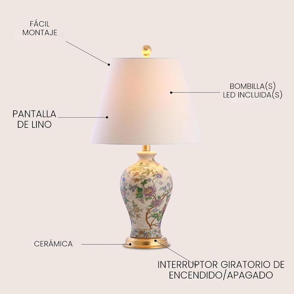 JONATHAN Y JYL3009A Grace 24" lámpara de mesa LED floral clásic...