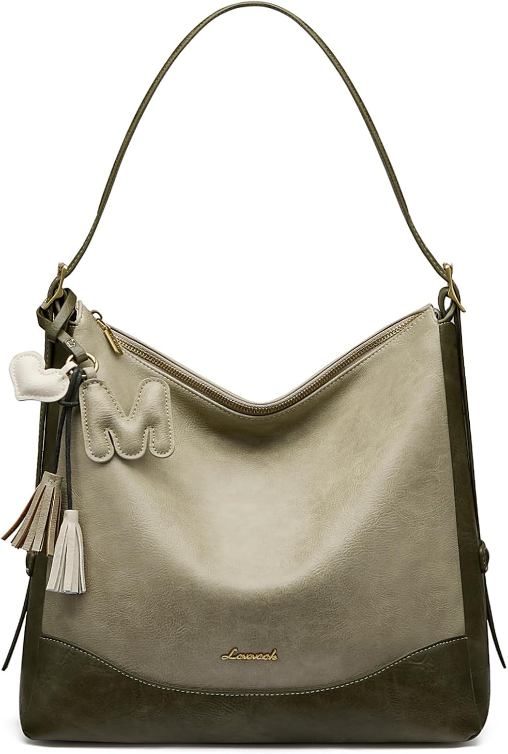 LOVEVOOK Bolsos hobo para mujer con dije inicial, bolso cruzado sua...