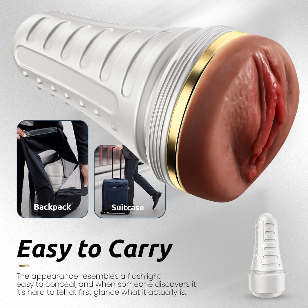 Masturbador masculino realista de bolsillo, vagina texturizada con...