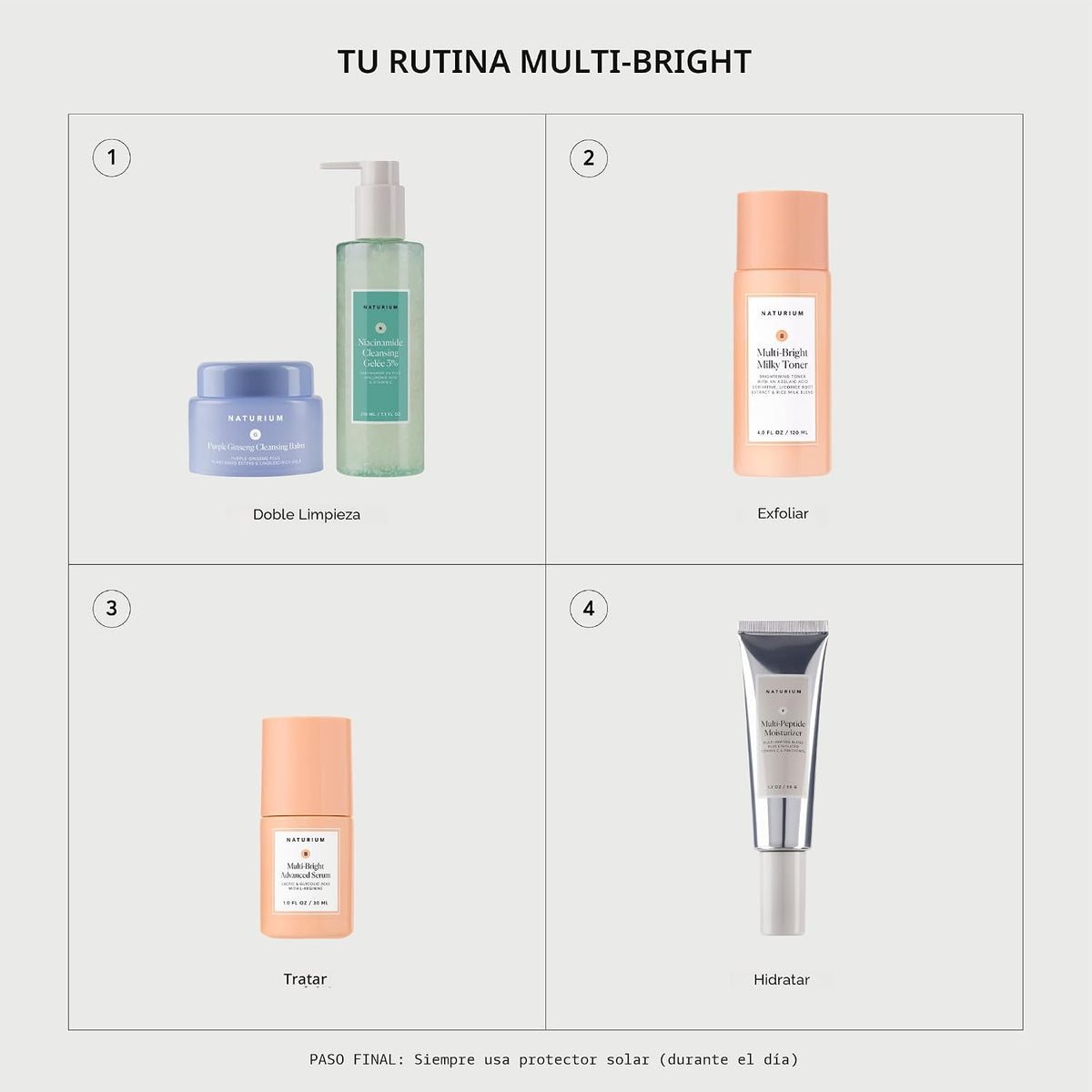 Naturium Tónico lechoso multibrillante, cuidado exfoliante de la pi...
