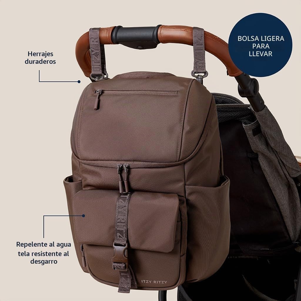 Itzy Ritzy Belong - Mochila ligera para pañales con 16 bolsillos, a...