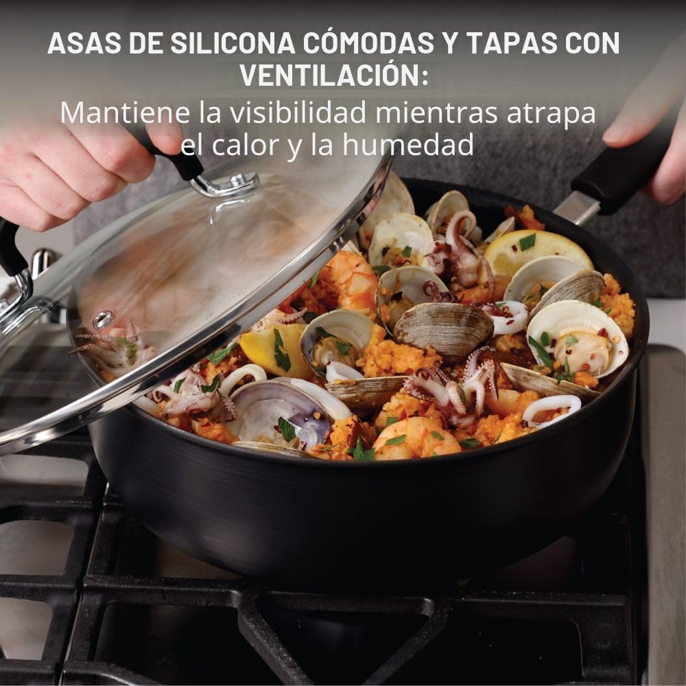 T-Fal Ultimate con anodizado duro antiadherente sartén Jumbo con ta...