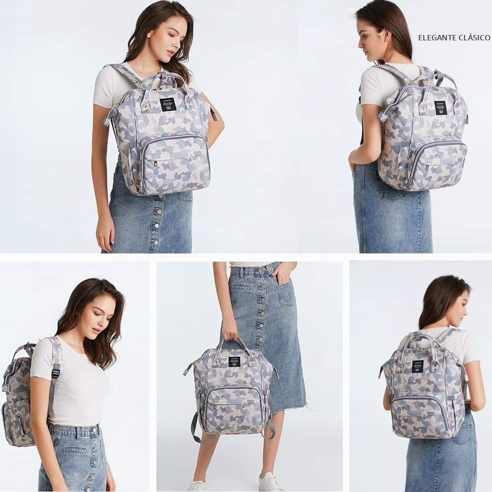 Mochila de pañales de camuflaje multifunción para el cuidado del be...