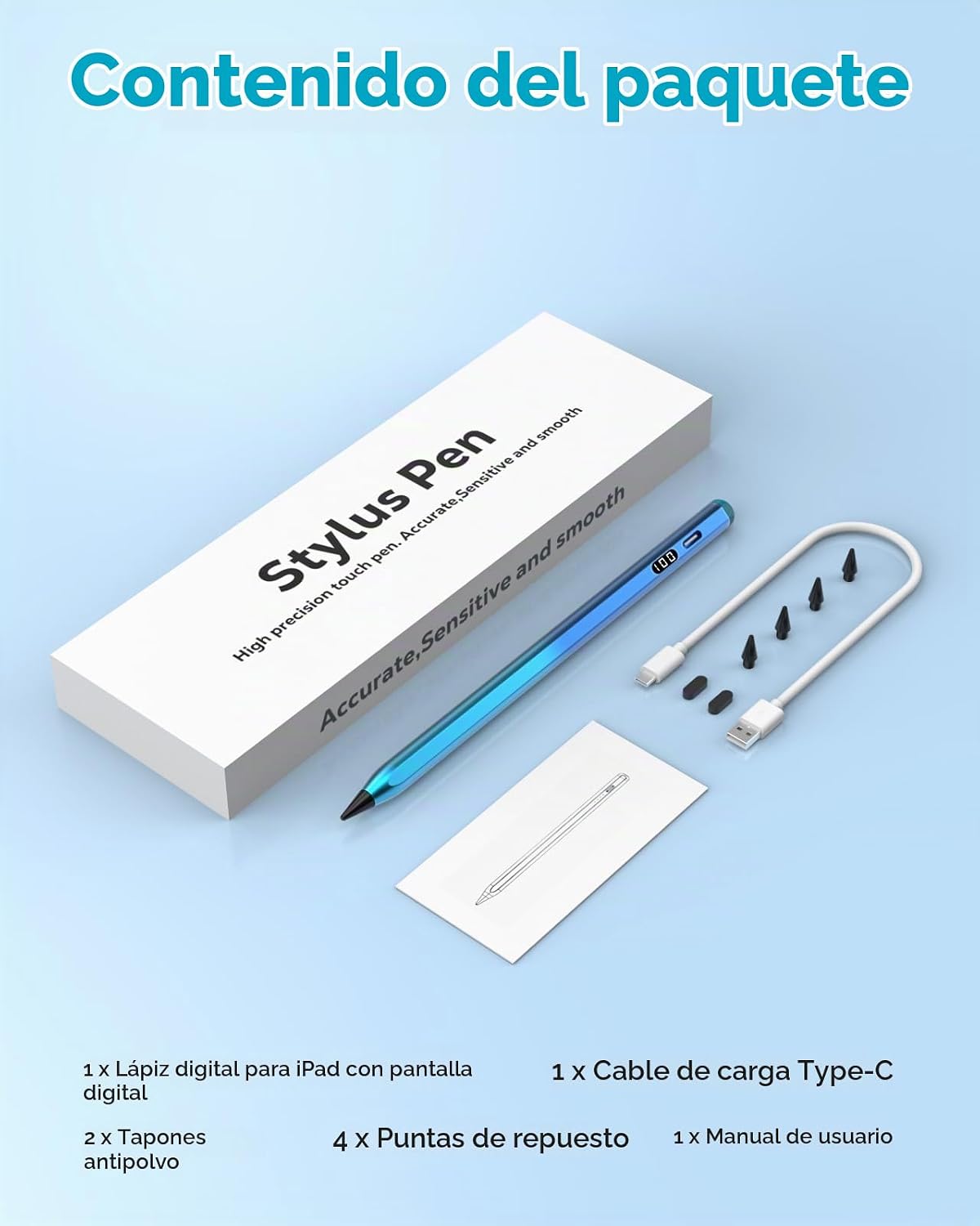 MoKo Lápiz óptico para iPad 2018-2026, lápiz de carga USB-C con pan...