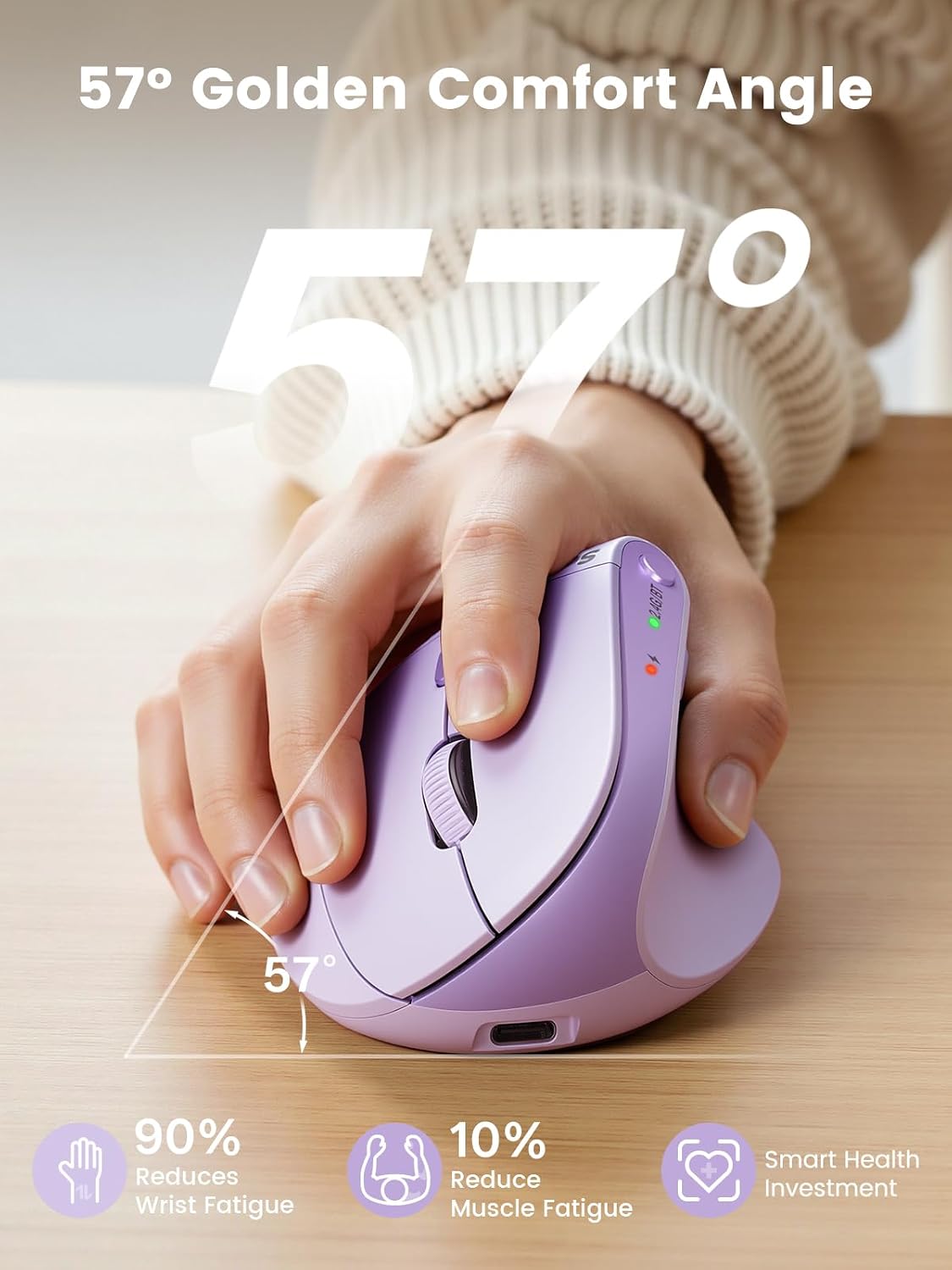 SABLUTE Ratón ergonómico MAM3, ratón vertical para manos pequeñas y...
