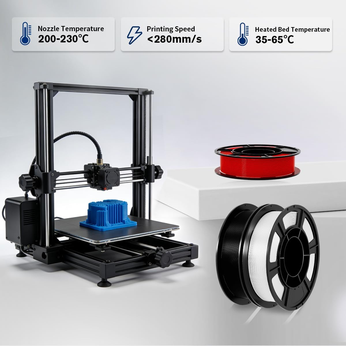 Paquete de filamentos para impresora 3D PLA+de 0.069 pulgadas, empa...