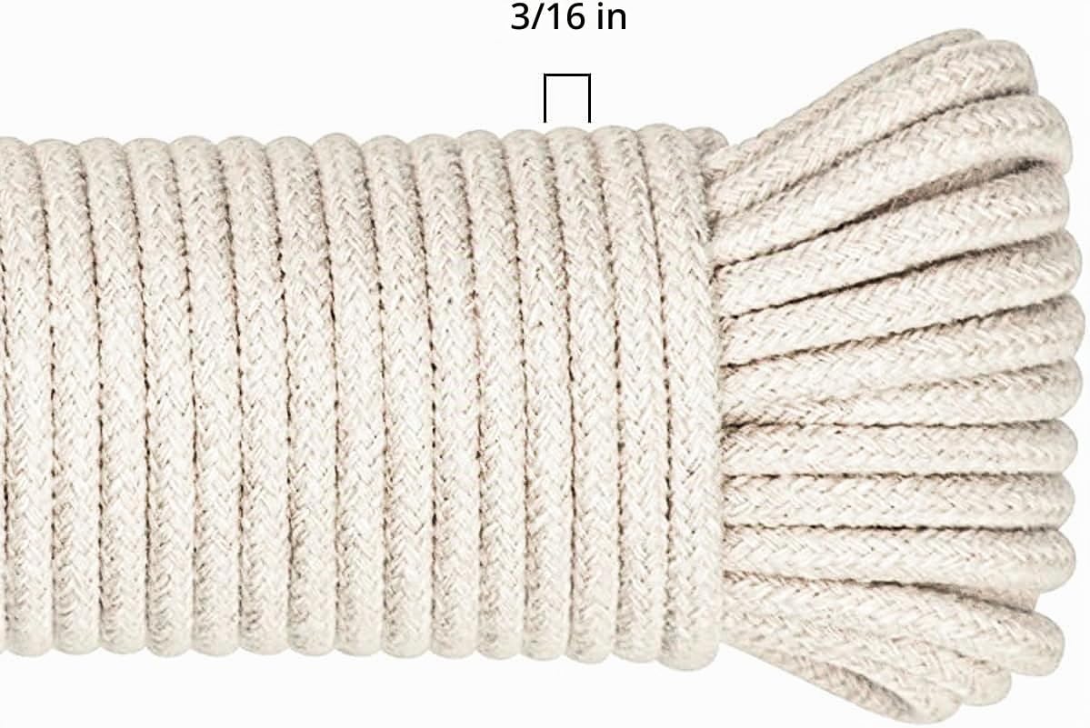 SteadMax Cuerda de algodón natural de 100 pies, cable utilitario de...