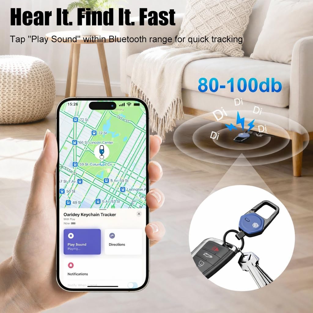Oaridey Llavero, funciona con Apple Find My, llavero de coche con m...