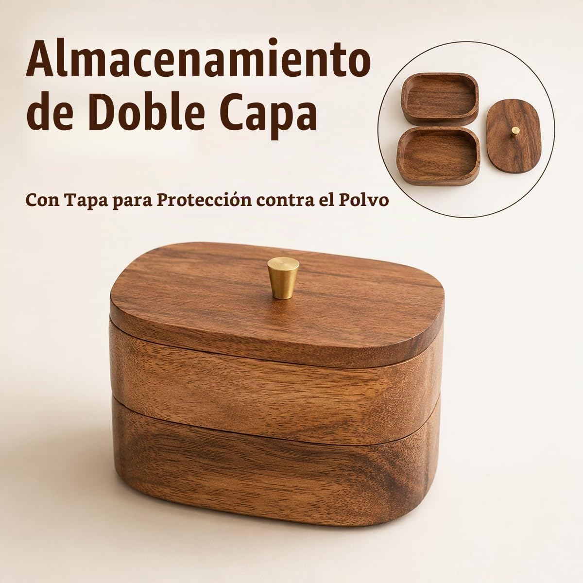 MIGAKU HOME Tarros de baño de madera de acacia con tapas, recipient...