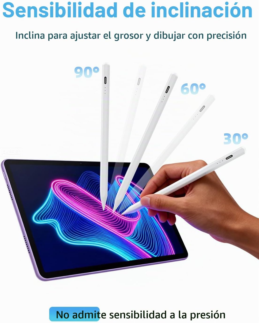 Lápiz óptico para iPad 2018-2016, lápiz de carga rápida, sensibilid...
