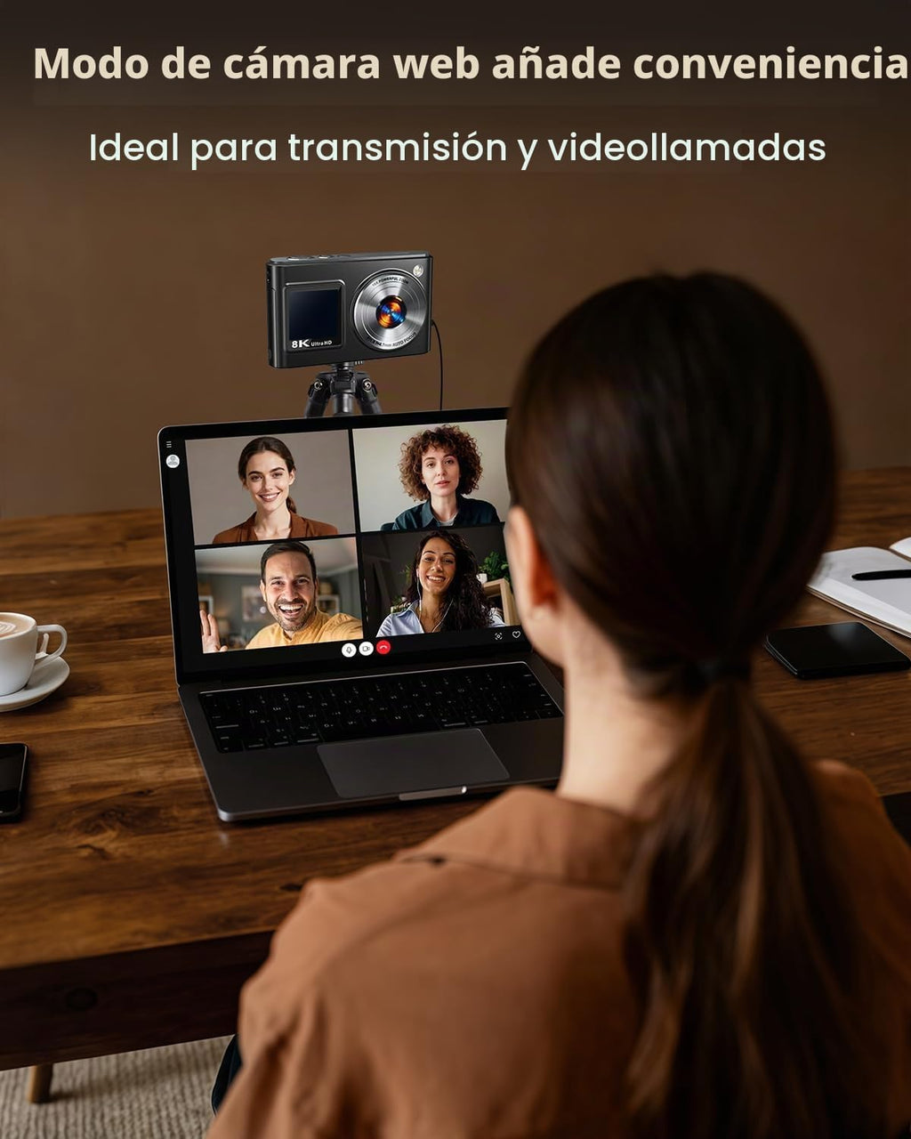 Cámara digital 8K para fotografía Cámara de pantalla dual WiFi de 9...