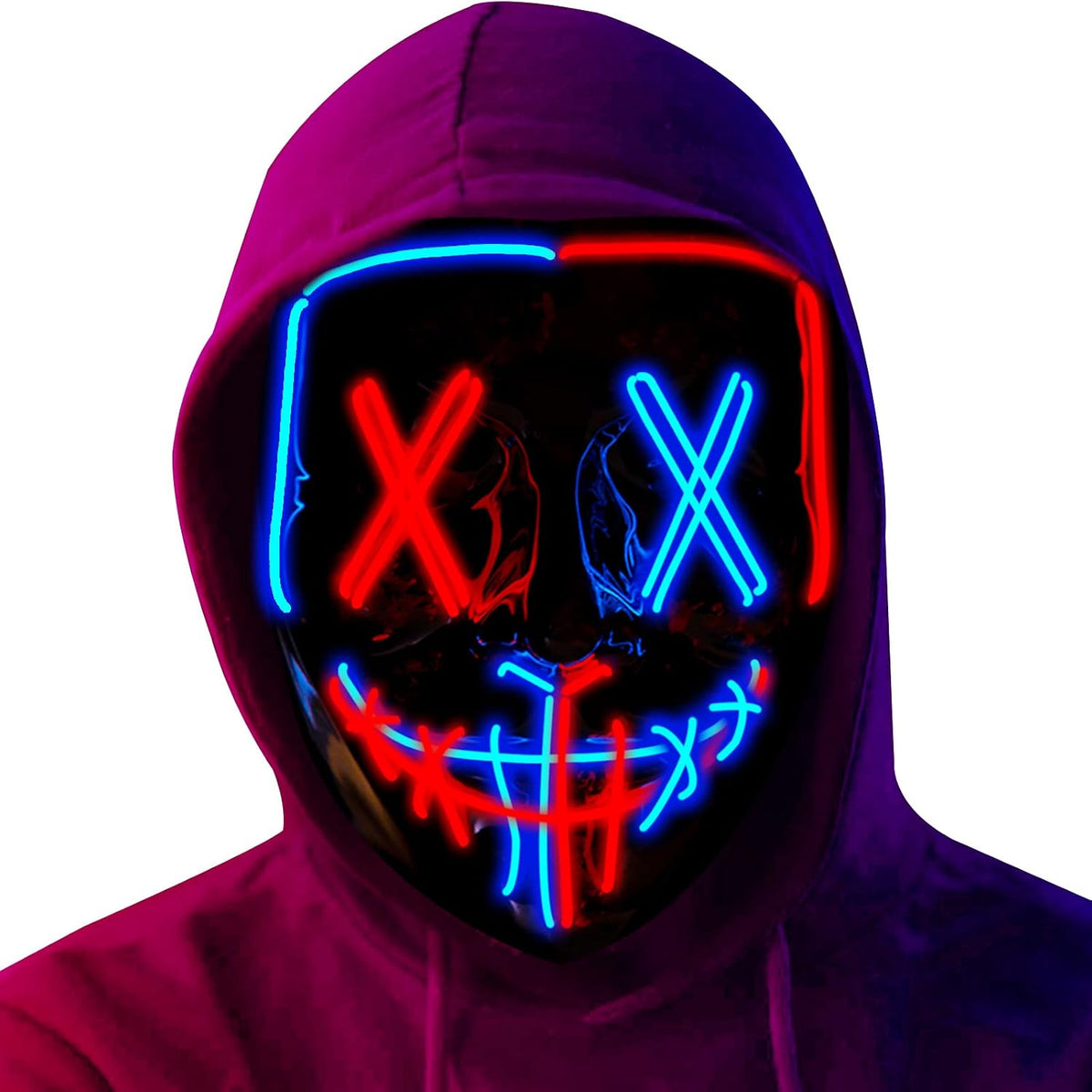Poptrend Máscara de Halloween con luz LED, máscara de miedo para fe...