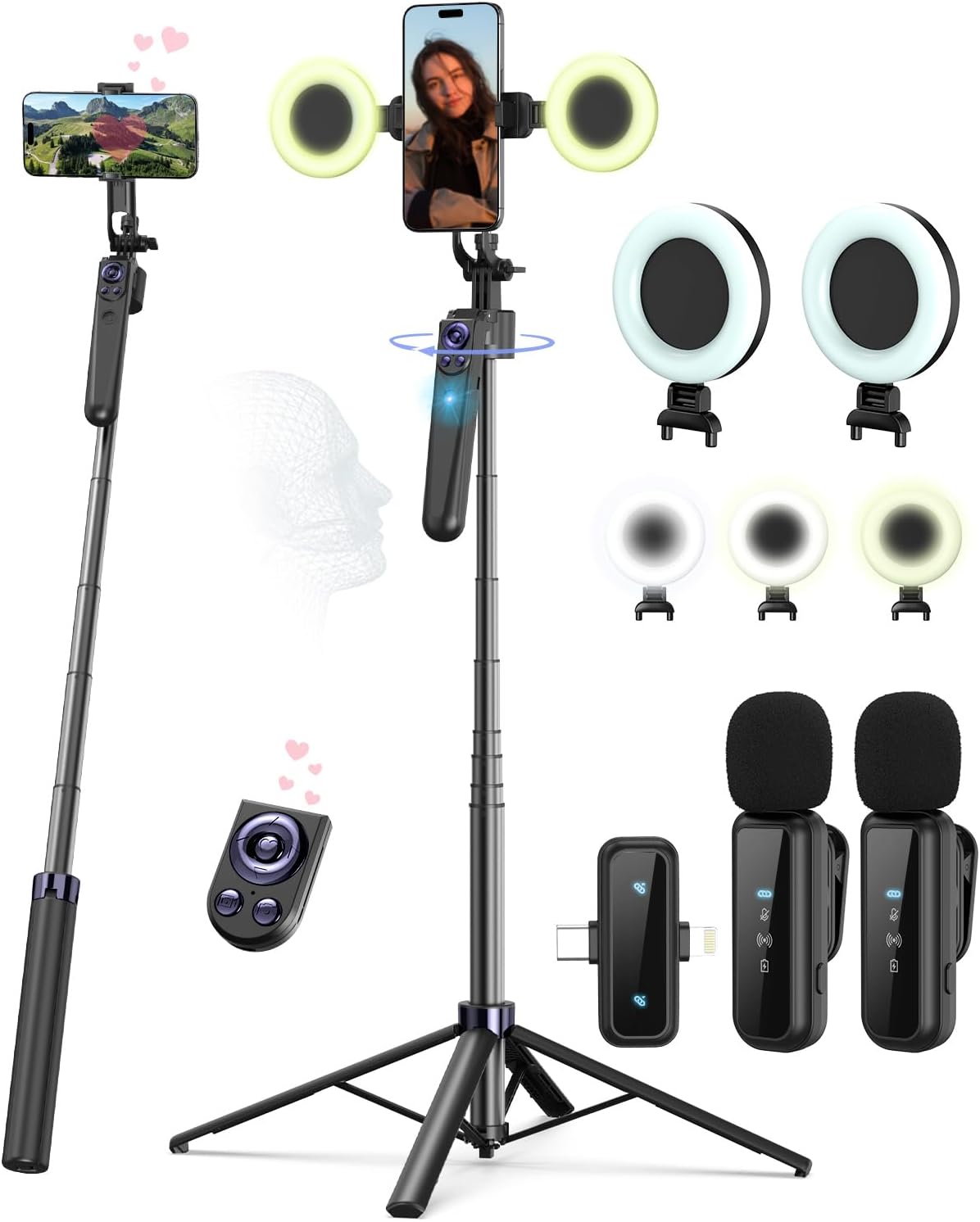 Kit de Vlogging para iPhone\/Android, trípode de seguimiento facial...