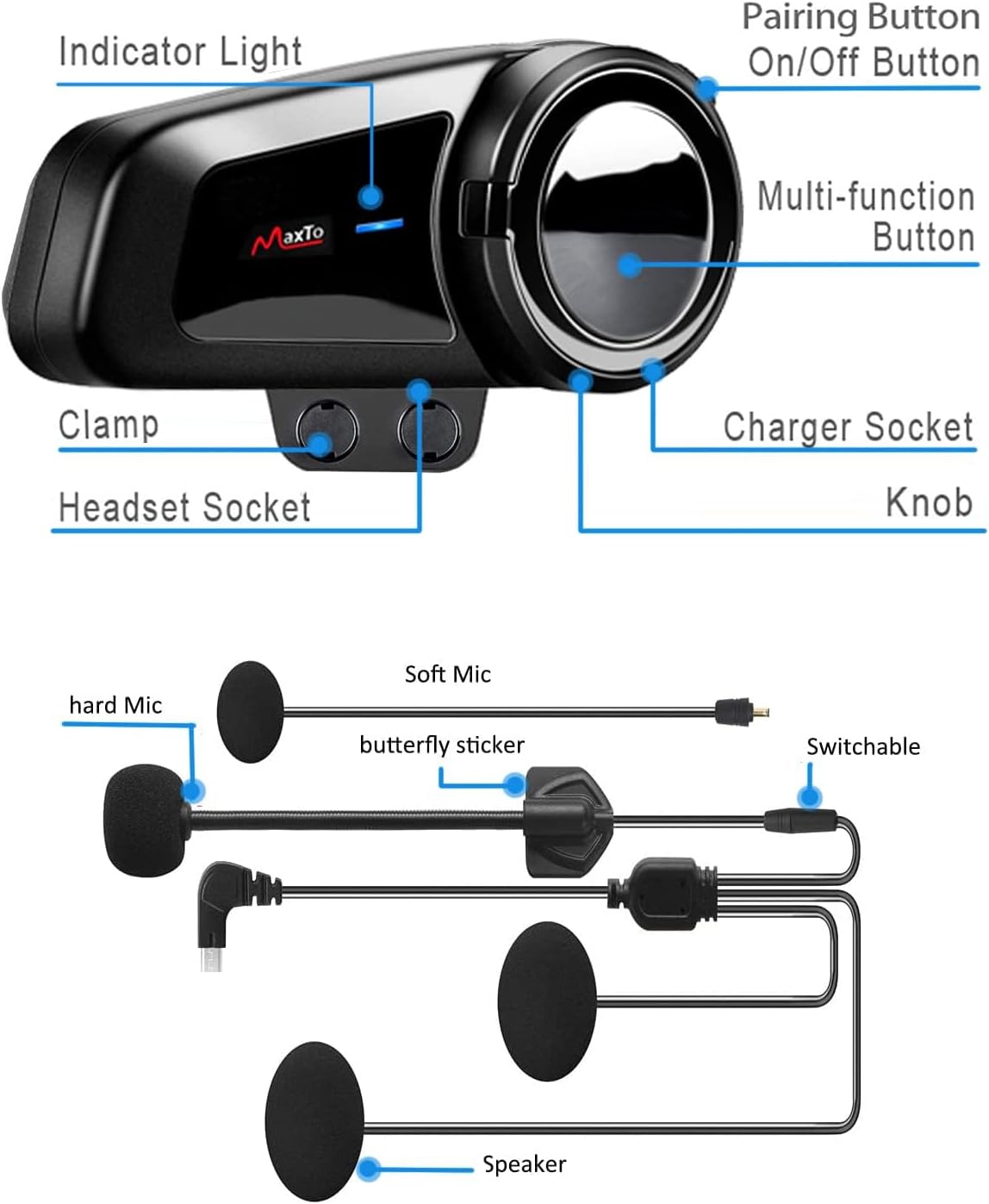 QSPORTPEAK M2 - Kit de intercomunicación Bluetooth para casco de mo...