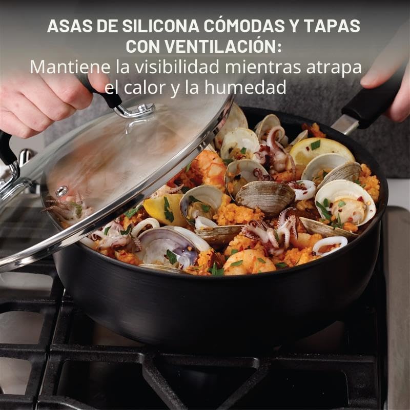 T-Fal Ultimate - Juego de utensilios de cocina anodizados y antiadh...