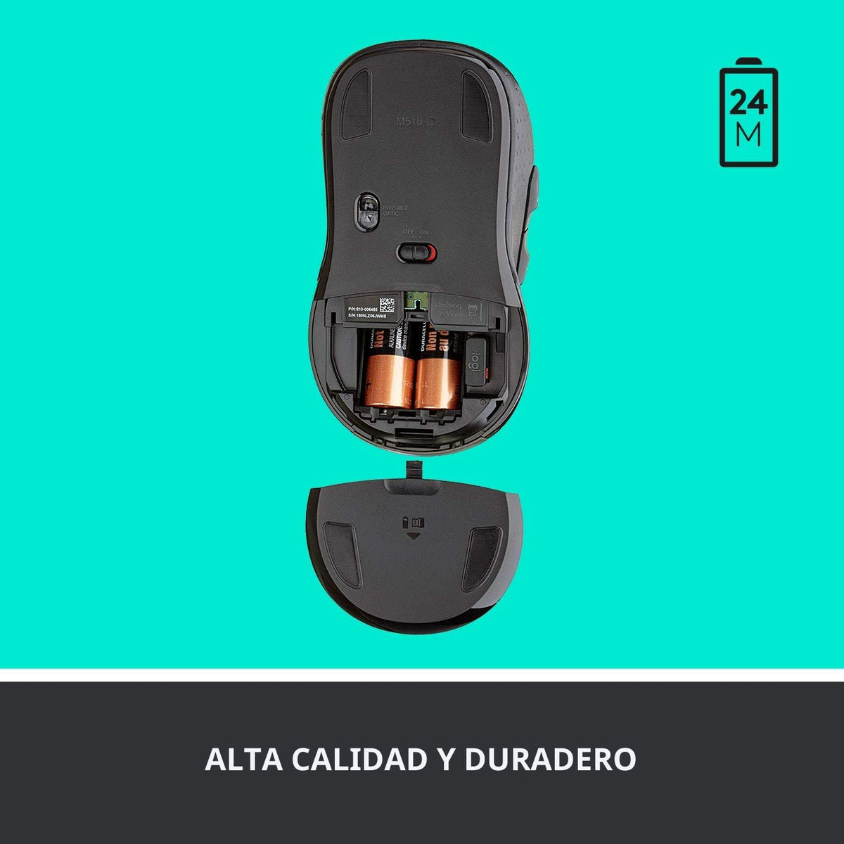 Logitech Ratón inalámbrico ambidiestro de tamaño completo M510 de 2...